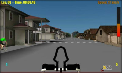 Immagine: foto dello schermo realtà virtuale, strada da percorrere con bicicletta